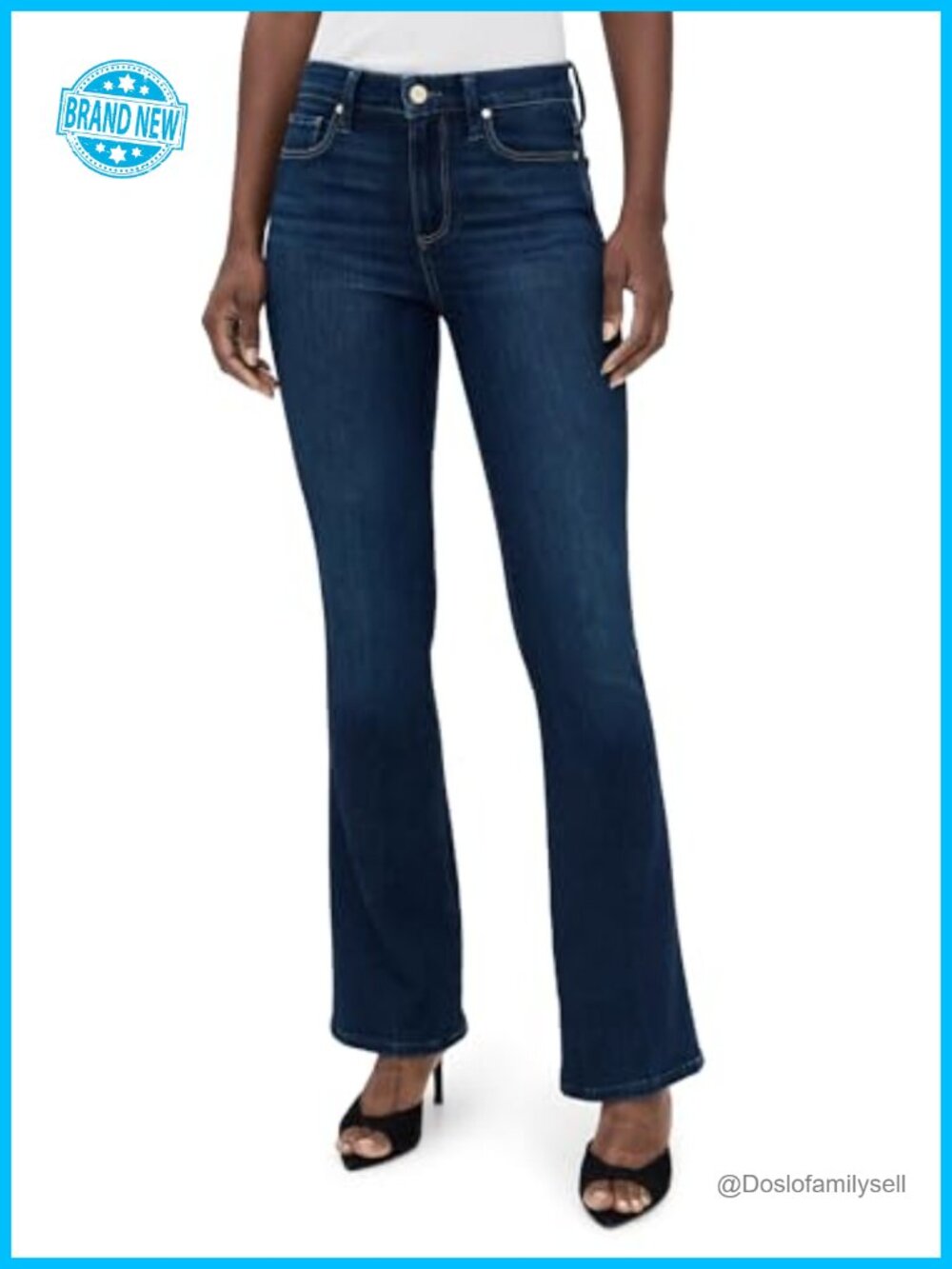 High Rise Boot Cut Stretch Denim Jeans 5-Pocket Mid-Weight
